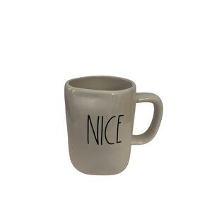 Rae Dunn "Nice" White Coffee Mug By Magenta Artisan Collection 4" Tall Ceramic U